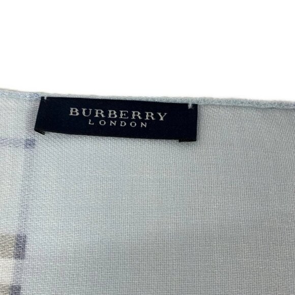 Burberry LONDON - Light Blue Brown Navy Wool Scarf - Picture 4 of 4